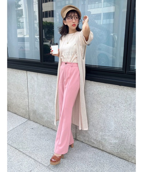 Green Parks(グリーンパークス)の「AYANOプロデュースアイテム メッシュ編みニットジレワンピース(ワンピース・レディース・チャコールグレー/ベージュ/ブラウン/オフホワイト・FREE)」の6枚目の写真