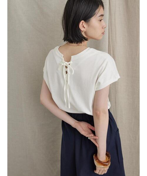 AMERICAN HOLIC（アメリカンホリック）の「2WAYレースアップフレンチスリーブプルオーバー（Tシャツ/カットソー・レディース・ブラック/テラコッタ/オフホワイト・L/M）」の4枚目の写真