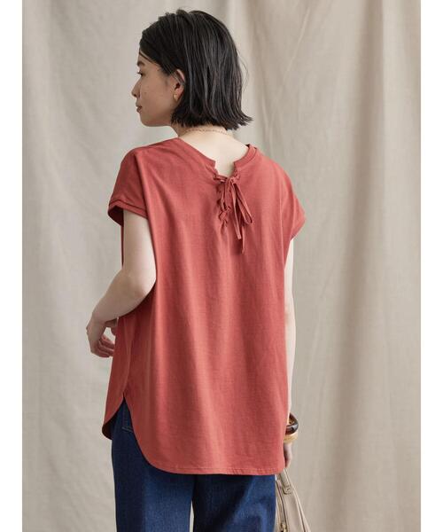 AMERICAN HOLIC（アメリカンホリック）の「2WAYレースアップフレンチスリーブプルオーバー（Tシャツ/カットソー・レディース・ブラック/テラコッタ/オフホワイト・L/M）」の6枚目の写真