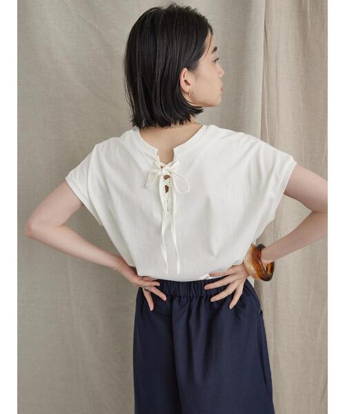 AMERICAN HOLIC（アメリカンホリック）の「2WAYレースアップフレンチスリーブプルオーバー（Tシャツ/カットソー・レディース・ブラック/テラコッタ/オフホワイト・L/M）」の8枚目の写真