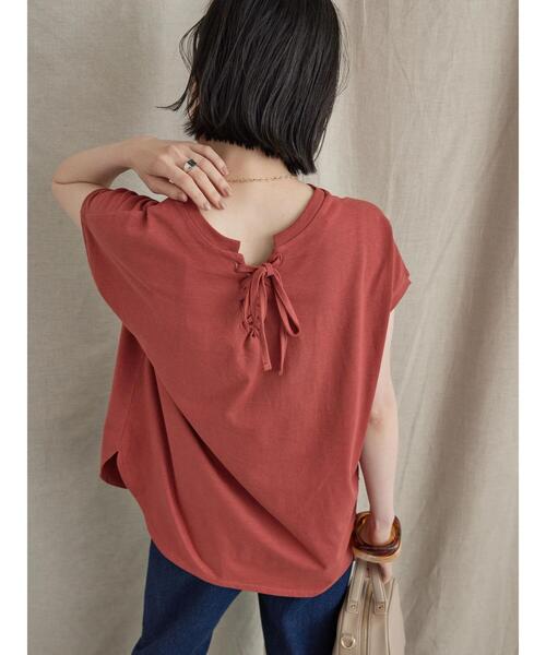 AMERICAN HOLIC（アメリカンホリック）の「2WAYレースアップフレンチスリーブプルオーバー（Tシャツ/カットソー・レディース・ブラック/テラコッタ/オフホワイト・L/M）」の13枚目の写真