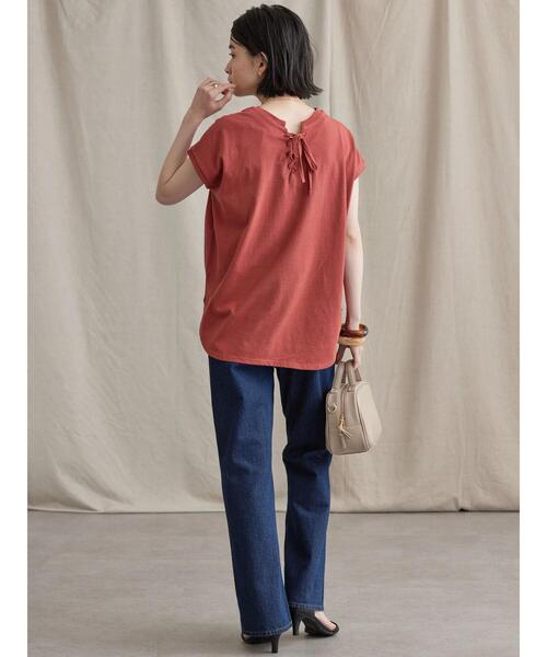 AMERICAN HOLIC（アメリカンホリック）の「2WAYレースアップフレンチスリーブプルオーバー（Tシャツ/カットソー・レディース・ブラック/テラコッタ/オフホワイト・L/M）」の21枚目の写真