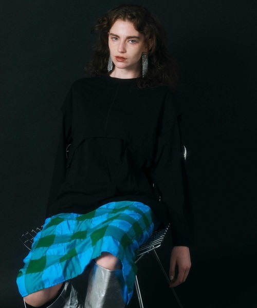 MAISON SPECIAL（メゾンスペシャル）の「レイヤードビッグロングTEE【MAISON SPECIAL/メゾンスペシャル】（Tシャツ/カットソー・レディース・ホワイト/ブラック/ピンク/ブルー・FREE）」の8枚目の写真