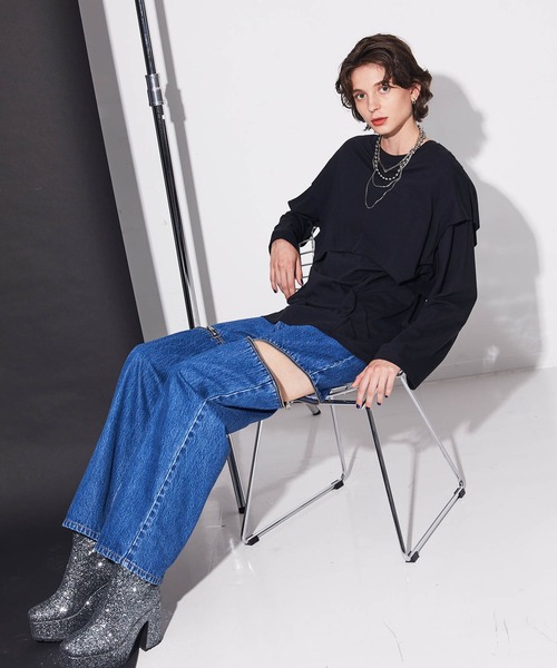 MAISON SPECIAL（メゾンスペシャル）の「レイヤードビッグロングTEE【MAISON SPECIAL/メゾンスペシャル】（Tシャツ/カットソー・レディース・ホワイト/ブラック/ピンク/ブルー・FREE）」の20枚目の写真