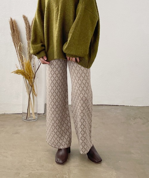 幾何学柄ジャガードニットパンツ（その他パンツ）｜Shelly island