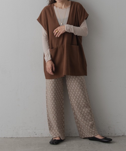 幾何学柄ジャガードニットパンツ（その他パンツ）｜Shelly island