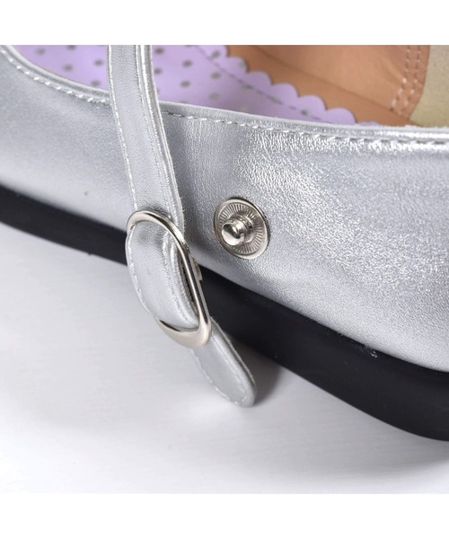 BeBe（ベベ）の「BeBe/リボン ストラップ シューズ (16~21cm)（バレエシューズ・キッズ・ネイビー/グレー・17/19/18/21/20/16）」の6枚目の写真