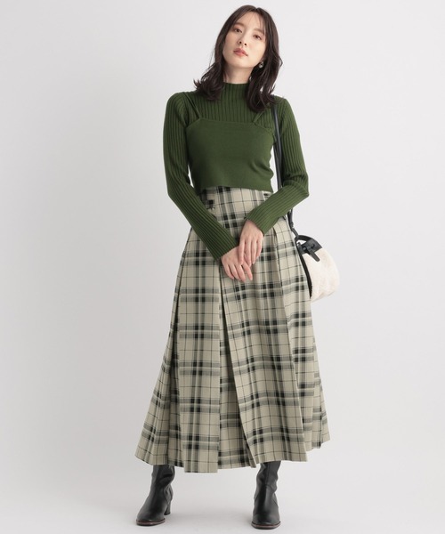 Andemiu（アンデミュウ）の「チェックボックスプリーツスカート166986（スカート・レディース・ベージュ/グリーン/ブラウン・FREE）」の9枚目の写真
