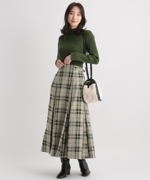 Andemiu（アンデミュウ）の「チェックボックスプリーツスカート166986（スカート・レディース・ベージュ/グリーン/ブラウン・FREE）」の7枚目の写真