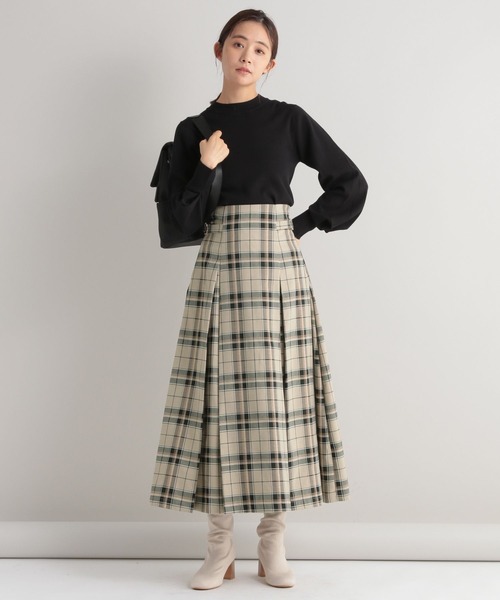 Andemiu（アンデミュウ）の「チェックボックスプリーツスカート166986（スカート・レディース・ベージュ/グリーン/ブラウン・FREE）」の4枚目の写真