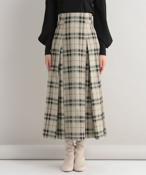 Andemiu（アンデミュウ）の「チェックボックスプリーツスカート166986（スカート・レディース・ベージュ/グリーン/ブラウン・FREE）」の5枚目の写真