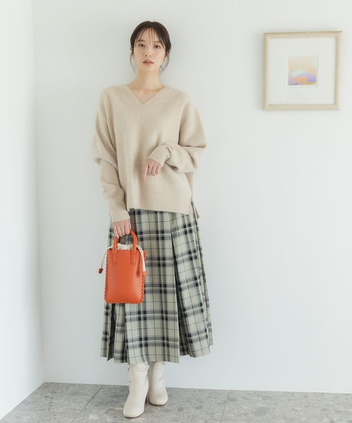 Andemiu（アンデミュウ）の「チェックボックスプリーツスカート166986（スカート・レディース・ベージュ/グリーン/ブラウン・FREE）」の16枚目の写真