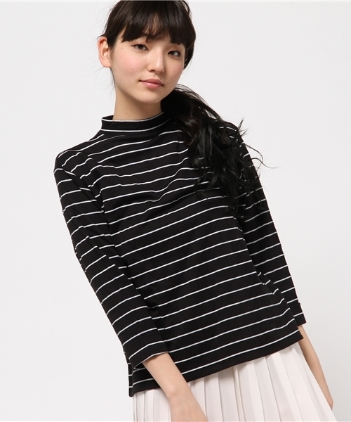 OUTLET(アウトレット)の「【Kastane】細ボーダーハイネックプルオーバー(Tシャツ/カットソー・レディース・ブラック×ホワイト/ホワイト×ブラック・FREE)」の1枚目の写真
