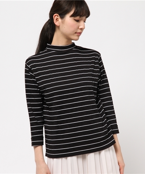 OUTLET(アウトレット)の「【Kastane】細ボーダーハイネックプルオーバー(Tシャツ/カットソー・レディース・ブラック×ホワイト/ホワイト×ブラック・FREE)」の3枚目の写真