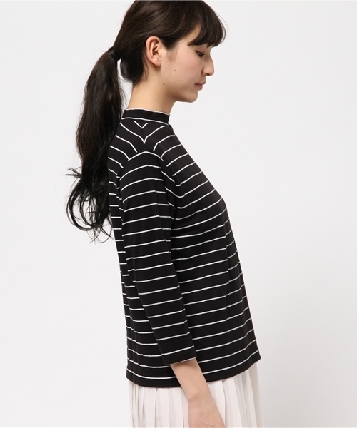 OUTLET(アウトレット)の「【Kastane】細ボーダーハイネックプルオーバー(Tシャツ/カットソー・レディース・ブラック×ホワイト/ホワイト×ブラック・FREE)」の4枚目の写真