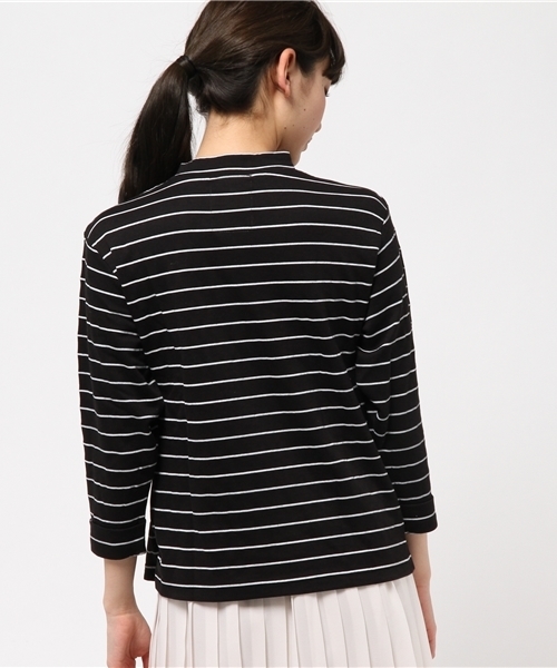 OUTLET(アウトレット)の「【Kastane】細ボーダーハイネックプルオーバー(Tシャツ/カットソー・レディース・ブラック×ホワイト/ホワイト×ブラック・FREE)」の5枚目の写真
