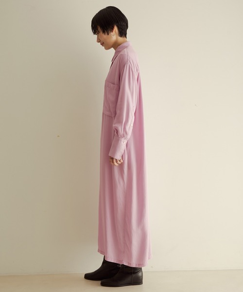SALON adam et rope'（サロン アダム エ ロペ）の「オーバーダイシャツワンピース（シャツワンピース・レディース・ブラック/オフホワイト/ピンク・FREE）」の13枚目の写真