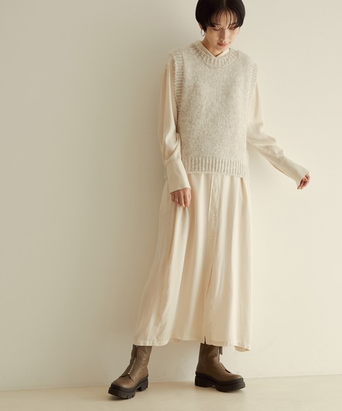 SALON adam et rope'（サロン アダム エ ロペ）の「オーバーダイシャツワンピース（シャツワンピース・レディース・ブラック/オフホワイト/ピンク・FREE）」の8枚目の写真