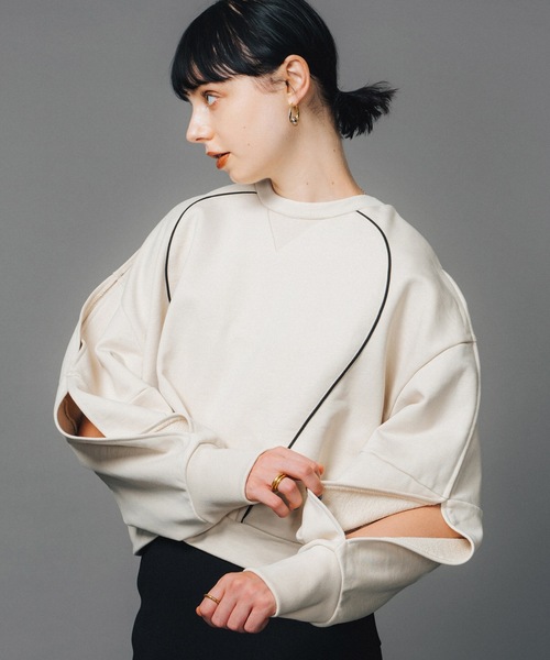 led.tokyo（レッドトウキョウ）の「【led.tokyo】前後2WAYスウェットカーディガン（スウェット・レディース・ブラック/ブルー/アイボリー・FREE）」の2枚目の写真