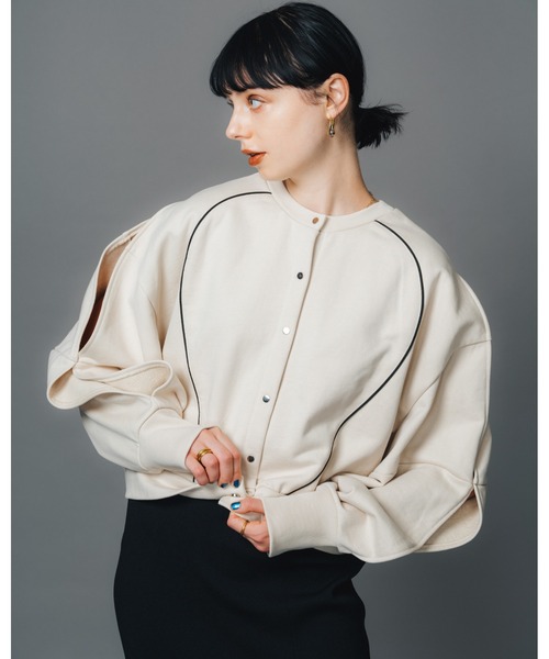 led.tokyo（レッドトウキョウ）の「【led.tokyo】前後2WAYスウェットカーディガン（スウェット・レディース・ブラック/ブルー/アイボリー・FREE）」の4枚目の写真