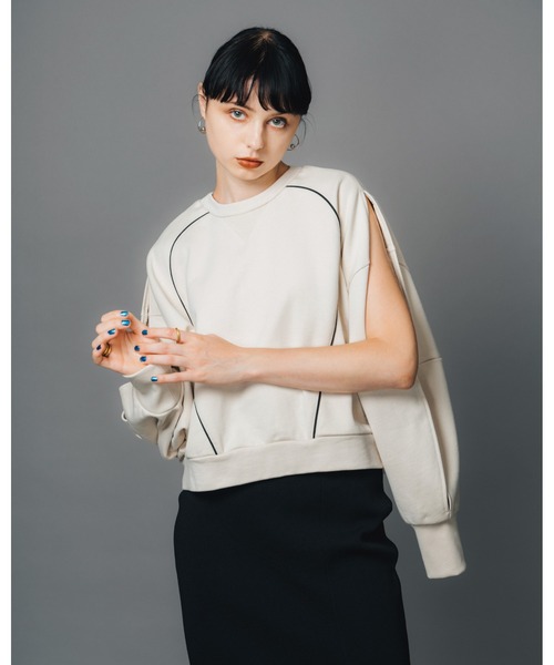 led.tokyo（レッドトウキョウ）の「【led.tokyo】前後2WAYスウェットカーディガン（スウェット・レディース・ブラック/ブルー/アイボリー・FREE）」の5枚目の写真