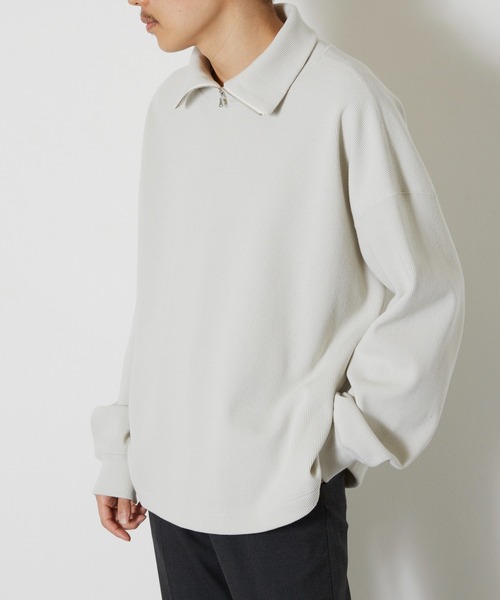 KIIT(キート)の「KIIT キート / HEAVY TEREKO ZIP UP HIGH NECK TOPS ハーフジップアップ ハイネックトップス トレーナー / KIO-T94-002(スウェット・メンズ・ベージュ/杢グレー/ブラック・3/1/2)」の3枚目の写真