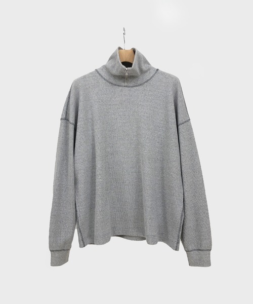 KIIT(キート)の「KIIT キート / HEAVY TEREKO ZIP UP HIGH NECK TOPS ハーフジップアップ ハイネックトップス トレーナー / KIO-T94-002(スウェット・メンズ・ベージュ/杢グレー/ブラック・3/1/2)」の2枚目の写真