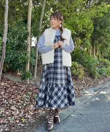 axes femme（アクシーズファム）の「チェック柄キャミワンピース