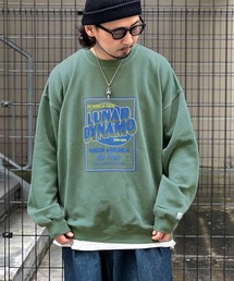 《JaVaジャバ コラボ》一目惚れ。古着風ツアーロゴプリント裏起毛ピグメント オーバーサイズ スウェットプルオーバー