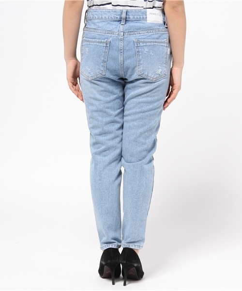 WHO'S WHO gallery（フーズフーギャラリー）の「【minddenim】クラッシュストレートデニム3（デニムパンツ・レディース・ライトブルー・MEDIUM/SMALL）」の5枚目の写真