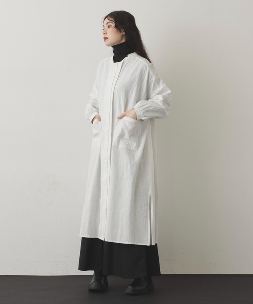 Libra Cue（リブラ キュー）の「コットンタックシャツワンピース（シャツワンピース・レディース・アイボリー/オレンジ/ネイビー・FREE）」の20枚目の写真