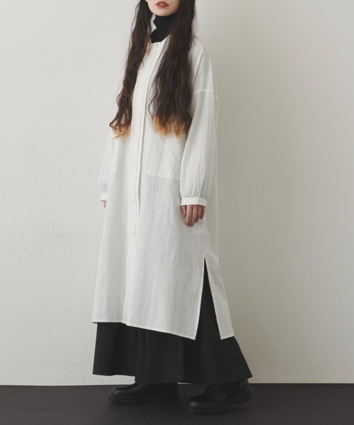 Libra Cue（リブラ キュー）の「コットンタックシャツワンピース（シャツワンピース・レディース・アイボリー/オレンジ/ネイビー・FREE）」の21枚目の写真