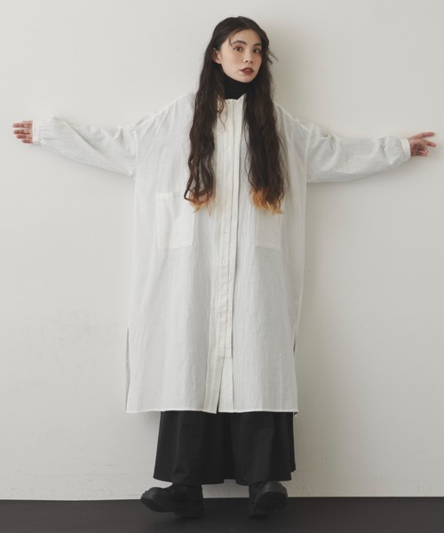 Libra Cue（リブラ キュー）の「コットンタックシャツワンピース（シャツワンピース・レディース・アイボリー/オレンジ/ネイビー・FREE）」の19枚目の写真