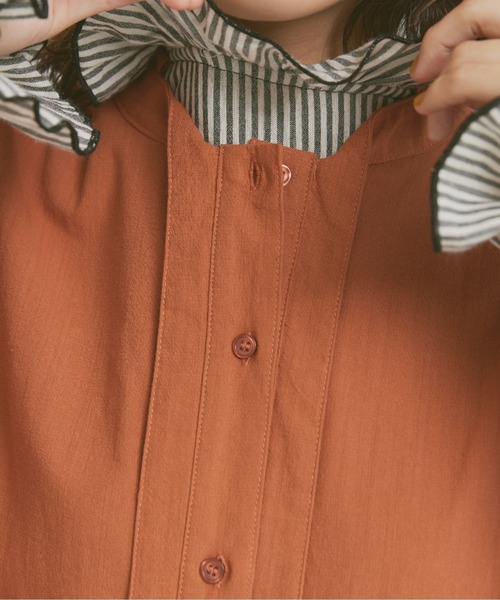 Libra Cue（リブラ キュー）の「コットンタックシャツワンピース（シャツワンピース・レディース・アイボリー/オレンジ/ネイビー・FREE）」の12枚目の写真