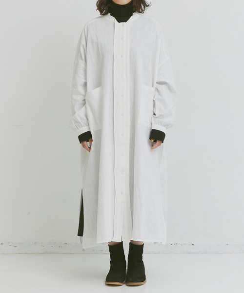 Libra Cue（リブラ キュー）の「コットンタックシャツワンピース（シャツワンピース・レディース・アイボリー/オレンジ/ネイビー・FREE）」の22枚目の写真