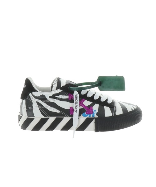 off white(オフホワイト)の「【Off-White】LOW VULCANIZED CALF LEATHER(スニーカー・レディース・ゼブラ/シルバー/ピンク・24.0cm/23㎝/23cm)」の1枚目の写真