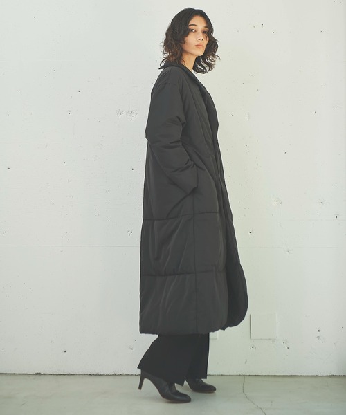 OUTERSUNSET（アウターサンセット）の「eco cloud 中綿 long coat（ダウンジャケット/コート・レディース・ブラック/ブラウン・SMALL/MEDIUM）」の10枚目の写真