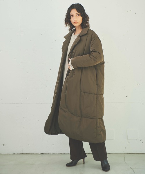 OUTERSUNSET（アウターサンセット）の「eco cloud 中綿 long coat（ダウンジャケット/コート・レディース・ブラック/ブラウン・SMALL/MEDIUM）」の8枚目の写真