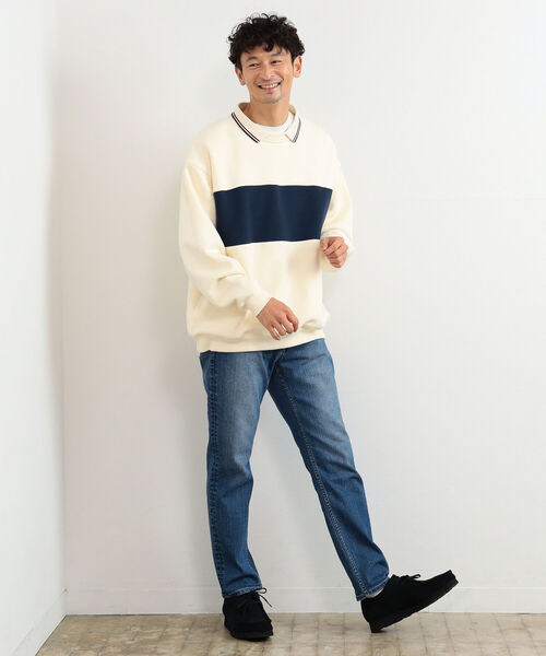 B:MING by BEAMS（ビーミングバイビームス）の「B:MING by BEAMS / ポロ襟 裏起毛 ビッグシルエット スウェット シャツ（スウェット・メンズ・チャコールグレー/ホワイト系その他5・X-LARGE/SMALL/LARGE/MEDIUM）」の3枚目の写真
