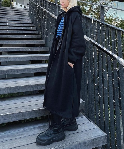 Figments（フィグメンツ）の「裏起毛ロングZIPパーカー（パーカー