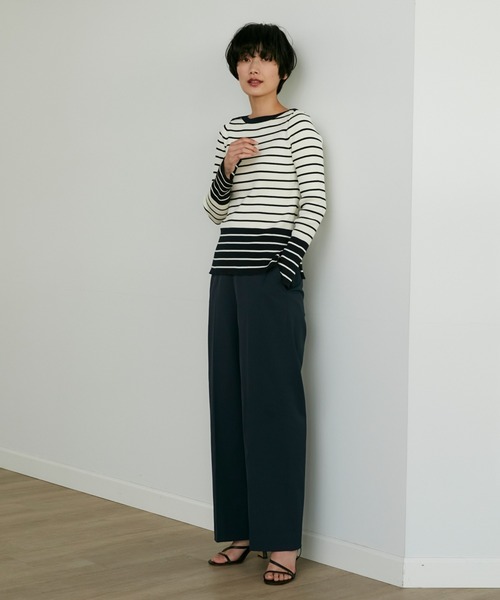 INED（イネド）の「リネンストレッチワイドパンツ（その他パンツ・レディース・ネイビー/キャメル/レッド・5号/7号/9号/11号）」の8枚目の写真