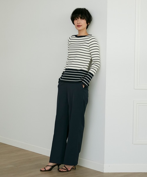 INED（イネド）の「リネンストレッチワイドパンツ（その他パンツ・レディース・ネイビー/キャメル/レッド・5号/7号/9号/11号）」の9枚目の写真