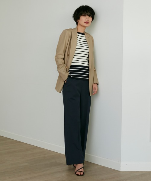 INED（イネド）の「リネンストレッチワイドパンツ（その他パンツ・レディース・ネイビー/キャメル/レッド・5号/7号/9号/11号）」の10枚目の写真