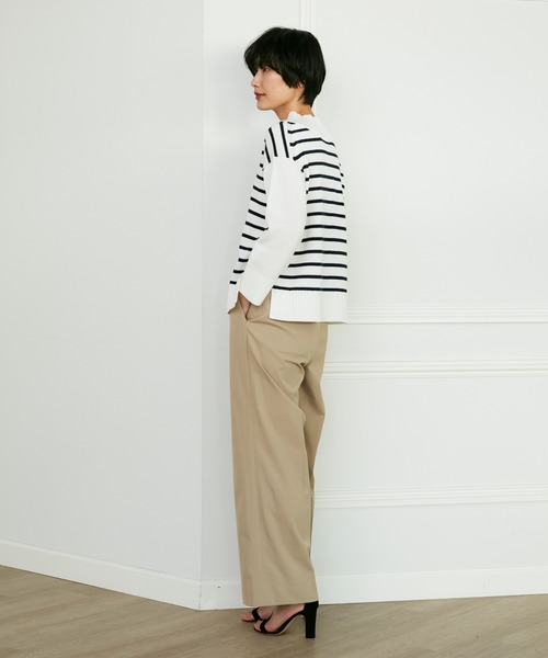 INED（イネド）の「リネンストレッチワイドパンツ（その他パンツ・レディース・ネイビー/キャメル/レッド・5号/7号/9号/11号）」の5枚目の写真