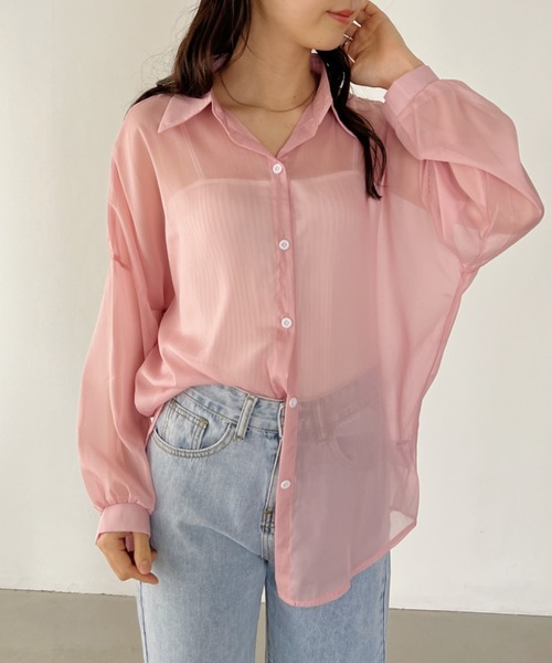 CLEA(クレア)の「ボリューム袖オーバーサイズシアーシャツ(シャツ/ブラウス・レディース・ホワイト/アイボリー/ブラック/ライトピンク/ライトブルー・FREE)」の15枚目の写真