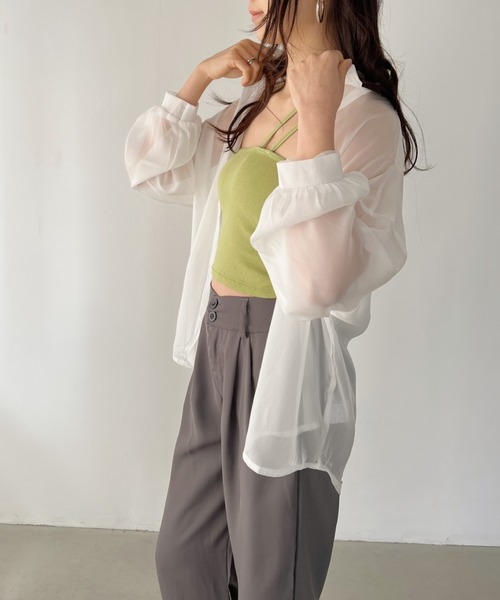 CLEA(クレア)の「ボリューム袖オーバーサイズシアーシャツ(シャツ/ブラウス・レディース・ホワイト/アイボリー/ブラック/ライトピンク/ライトブルー・FREE)」の6枚目の写真