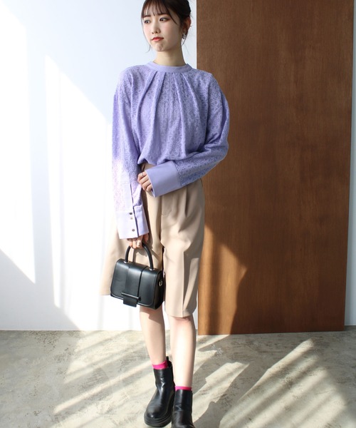 GeeRA(ジーラ)の「前後2WAYブロック柄レースシャツ(シャツ/ブラウス・レディース・アイボリー/ラベンダー・LARGE/MEDIUM)」の13枚目の写真