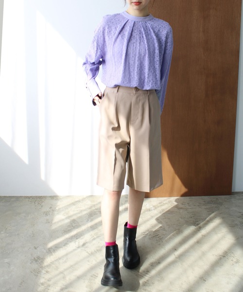 GeeRA(ジーラ)の「前後2WAYブロック柄レースシャツ(シャツ/ブラウス・レディース・アイボリー/ラベンダー・LARGE/MEDIUM)」の14枚目の写真
