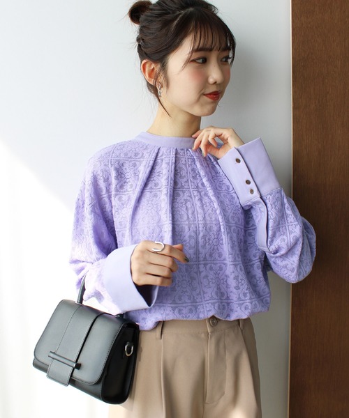 GeeRA(ジーラ)の「前後2WAYブロック柄レースシャツ(シャツ/ブラウス・レディース・アイボリー/ラベンダー・LARGE/MEDIUM)」の16枚目の写真