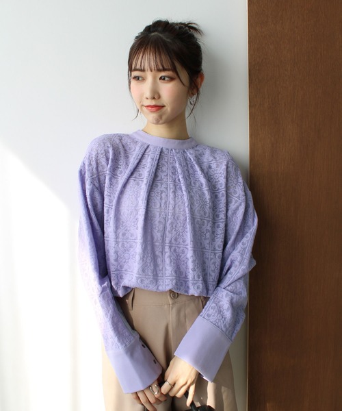 GeeRA(ジーラ)の「前後2WAYブロック柄レースシャツ(シャツ/ブラウス・レディース・アイボリー/ラベンダー・LARGE/MEDIUM)」の17枚目の写真